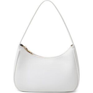 Women White Imported Polyester Leather Zipper Closure Cute Tote Handbag